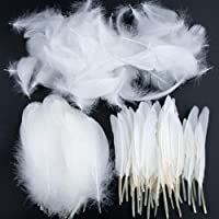 Plumas de Ganso- 250 pcs Blanco Natural Plumas de Gallo Manualidades Decoración para Disfraces Hats- Hogar Bricolaje…